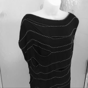 Robert Rodriguez Beaded Silk Blouse 6 Black